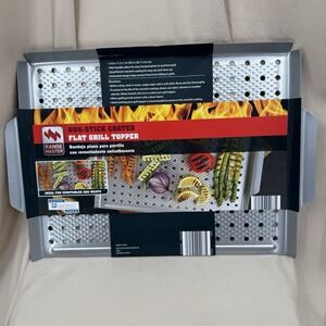 Vegetble Grill‎ Topper Plate Basket Pan Non-Stick 15x11 in Grill BBQ Cooking